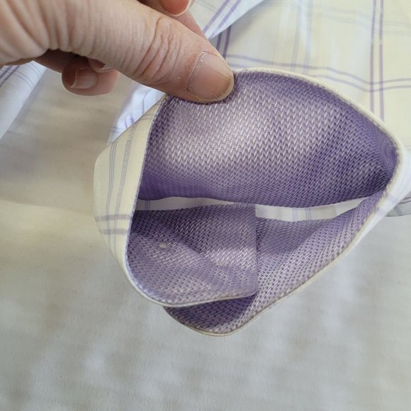 Egara Shirt Mens XXL Long Sleeve Button‎ Up Purple Windowpane Contrast Cuff - Picture 8 of 11